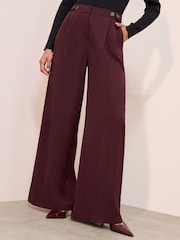 Friends Like These Burgundy Adjustable Waist Premium Wide Leg Trousers - Image 1 of 4