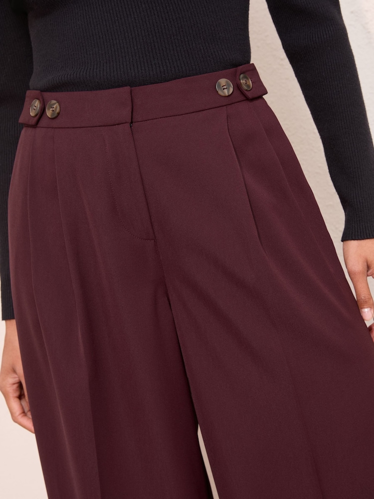 Friends Like These Burgundy Adjustable Waist Premium Wide Leg Trousers - Image 2 of 4