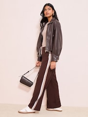 Friends Like These Brown Pull On Side Stripe Trousers - Image 2 of 4