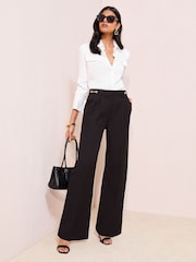 Friends Like These Black Snaffle Trim Premium Wide Leg Trousers - Image 3 of 4