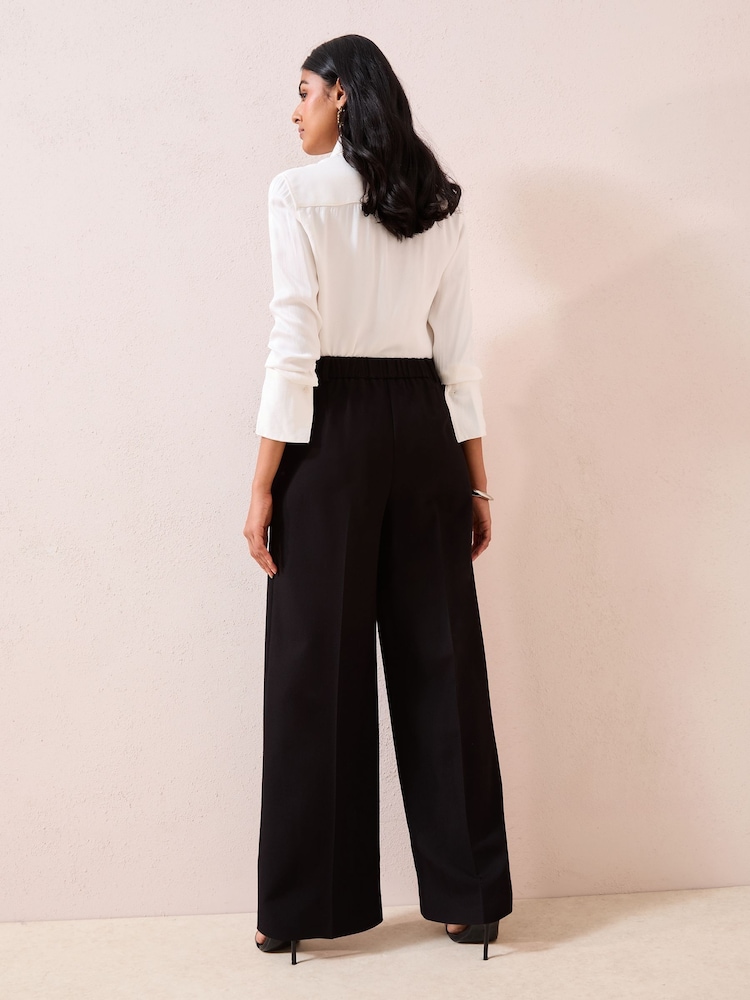 Friends Like These Black Snaffle Trim Premium Wide Leg Trousers - Image 4 of 4