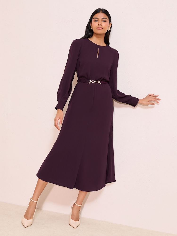 Friends Like These Burgandy Red Keyhole Snaffle Midi Dress - Image 1 of 4