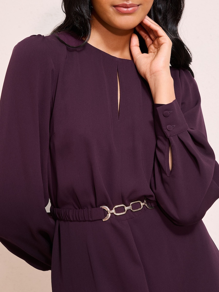 Friends Like These Burgandy Red Keyhole Snaffle Midi Dress - Image 2 of 4
