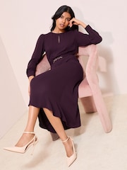 Friends Like These Burgandy Red Keyhole Snaffle Midi Dress - Image 3 of 4