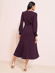 Friends Like These Burgandy Red Keyhole Snaffle Midi Dress - Image 4 of 4