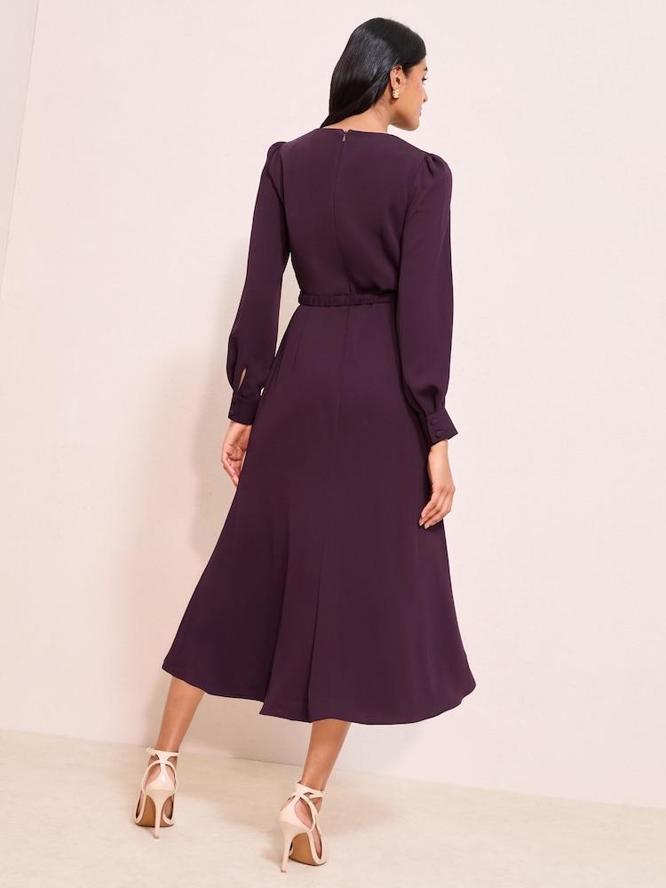 Friends Like These Burgandy Red Keyhole Snaffle Midi Dress - Image 4 of 4