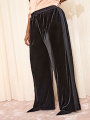 Friends Like These Black Curve Velvet Sequin Trousers - Image 2 of 4