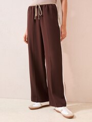 Friends Like These Brown Petite Pull On Side Stripe Trousers - Image 1 of 4