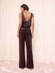 Friends Like These Purple Velvet Sequin Trousers - Image 4 of 4