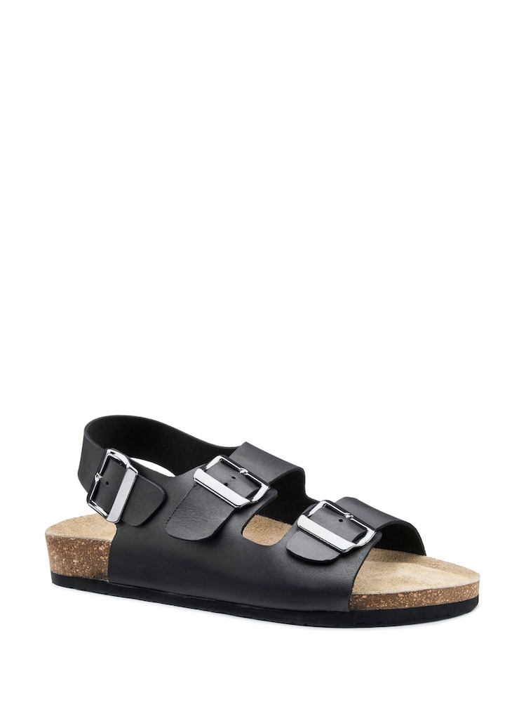 Hotter Black Regular Fit Broadwalk Buckle Sandals - Image 2 of 4 Hotter Black Regular Fit Broadwalk Buckle Sandals - Image 2 of 4