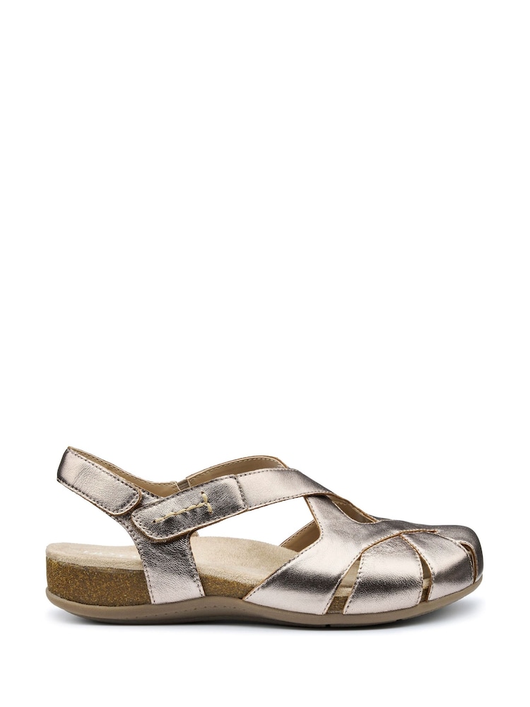Hotter Gold Wide Fit Catskill II Touch-Fastening Sandals - Image 1 of 4