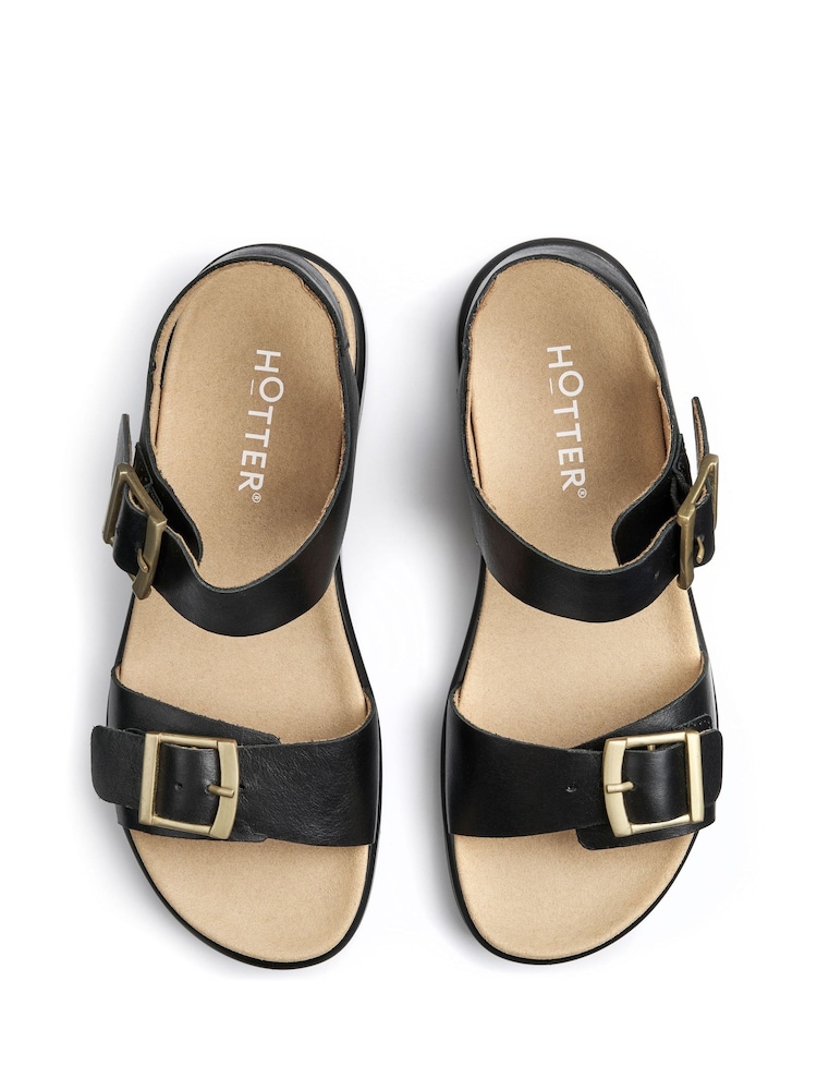 Hotter Black Wide Fit Corfu Buckle Sandals - Image 4 of 4