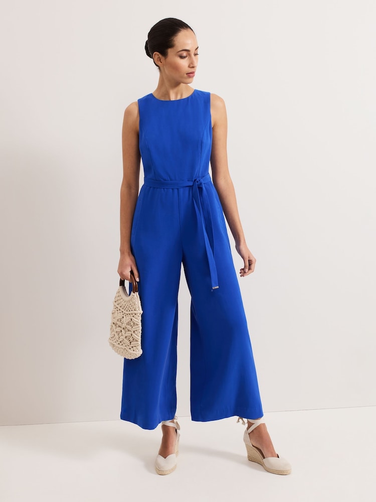 Phase Eight Blue Marta Plain Jumpsuit - Image 1 of 7