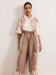Phase Eight Brown Petite Lilja Jumpsuit - Image 3 of 6