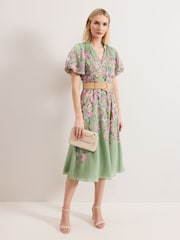 Phase Eight Green Amalie Floral Dress - Image 2 of 7