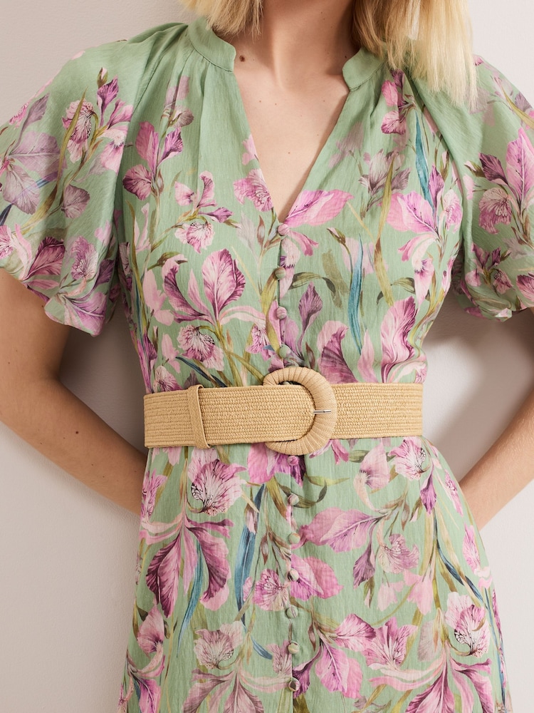 Phase Eight Green Amalie Floral Dress - Image 5 of 7