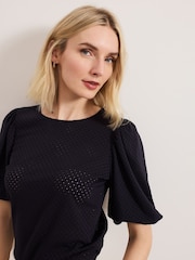 Phase Eight Blue Lani Broderie Top - Image 4 of 7