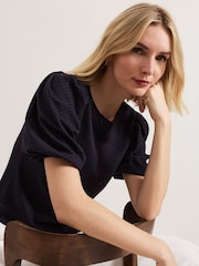 Phase Eight Blue Lani Broderie Top - Image 6 of 7