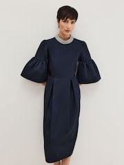 Phase Eight Blue Audrey Midi Dress - Image 3 of 7
