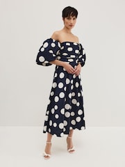 Phase Eight Blue Marilyn Spot Dress - Image 1 of 7
