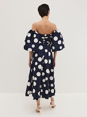 Phase Eight Blue Marilyn Spot Dress - Image 2 of 7