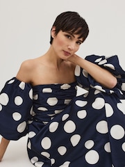 Phase Eight Blue Marilyn Spot Dress - Image 5 of 7