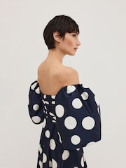 Phase Eight Blue Marilyn Spot Dress - Image 6 of 7