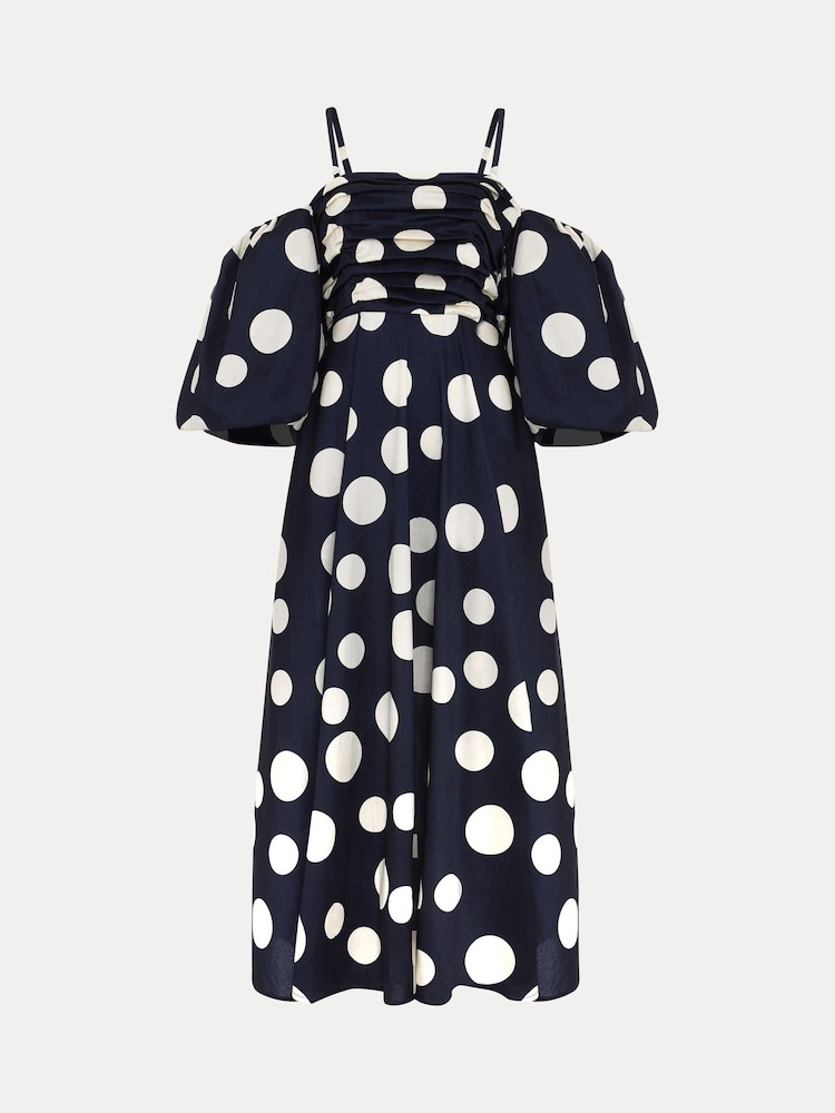 Phase Eight Blue Marilyn Spot Dress - Image 7 of 7