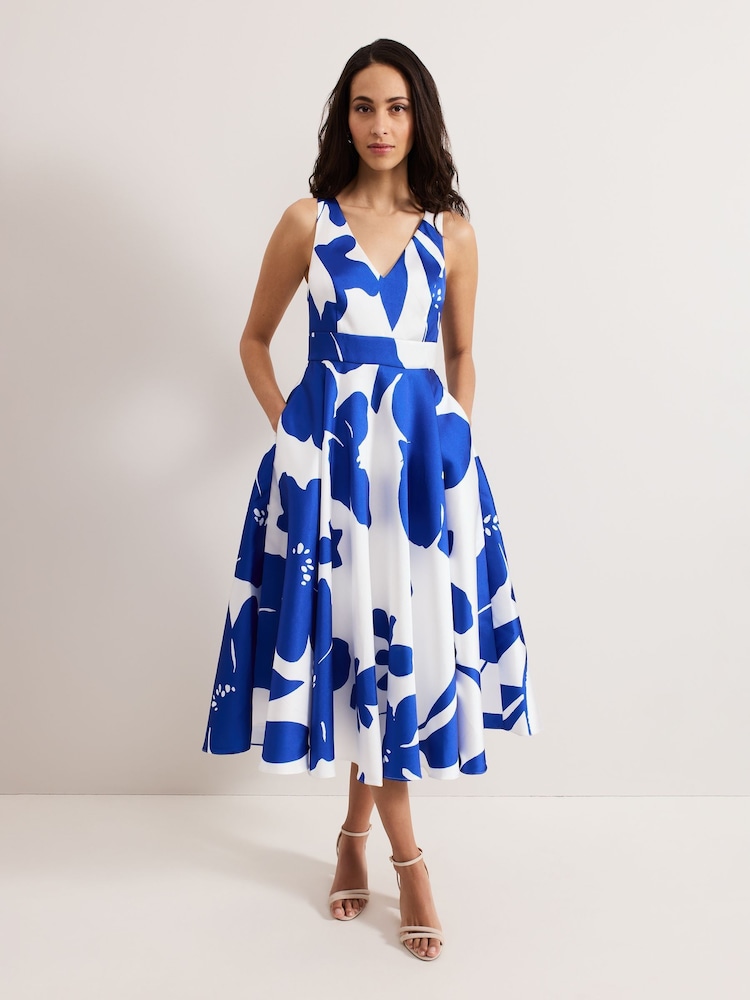 Phase Eight Blue Delicia Print Dress - Image 4 of 4