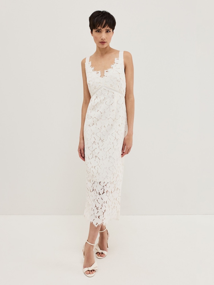 Phase Eight White Gracie Midi Dress - Image 1 of 7