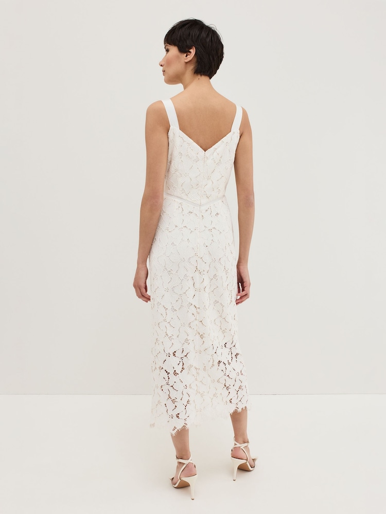 Phase Eight White Gracie Midi Dress - Image 2 of 7