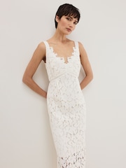 Phase Eight White Gracie Midi Dress - Image 3 of 7
