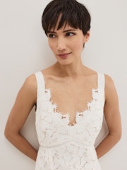 Phase Eight White Gracie Midi Dress - Image 4 of 7
