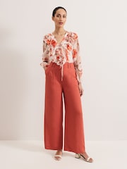 Phase Eight Brown Lottie Linen Trousers - Image 2 of 8