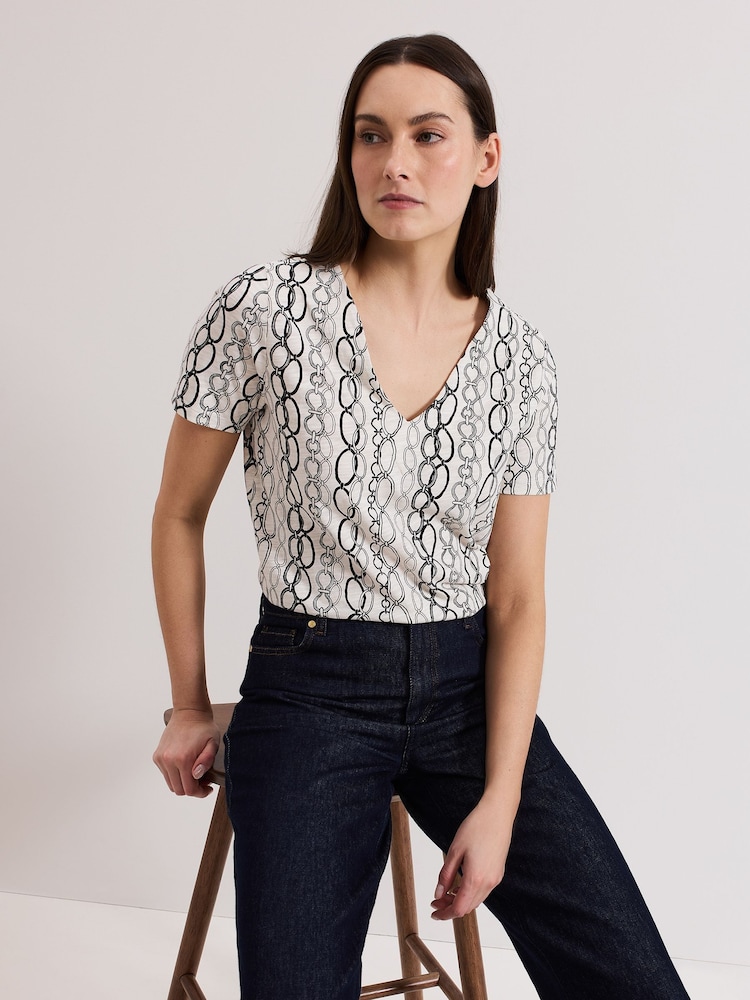 Phase Eight White Alice Chain 100% Cotton Top - Image 4 of 6