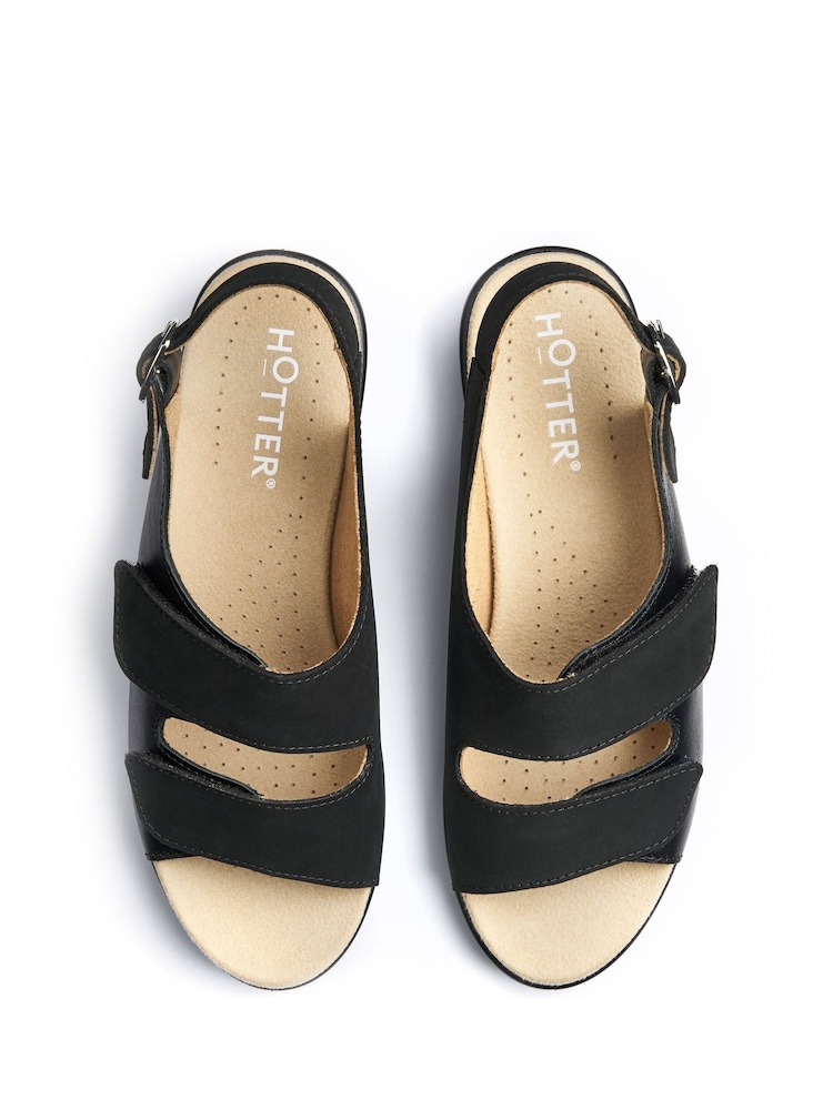 Hotter Black Wide Fit Easy II Touch-Fastening Sandals - Image 4 of 4
