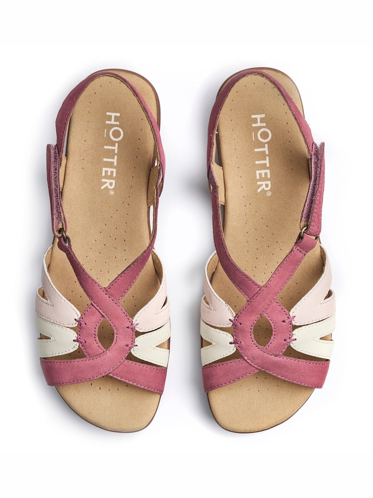 Hotter Red Wide Fit Flare Touch-Fastening Sandals - Image 4 of 4