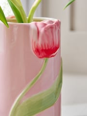Pink 3D Tuilp Ceramic Vase - Image 2 of 3