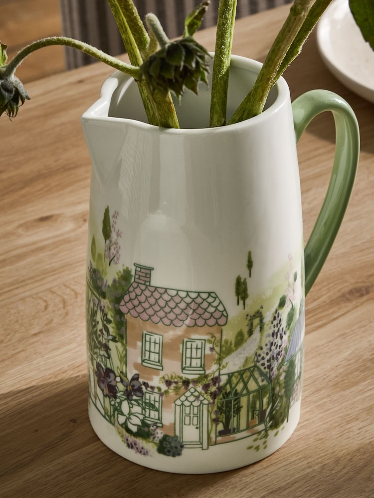 Pastel House Scene Jug Vase - Image 2 of 3