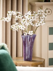 Purple Ruffled Reactive Glaze Ceramic Vase - Image 1 of 3