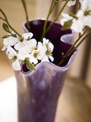 Purple Ruffled Reactive Glaze Ceramic Vase - Image 3 of 3