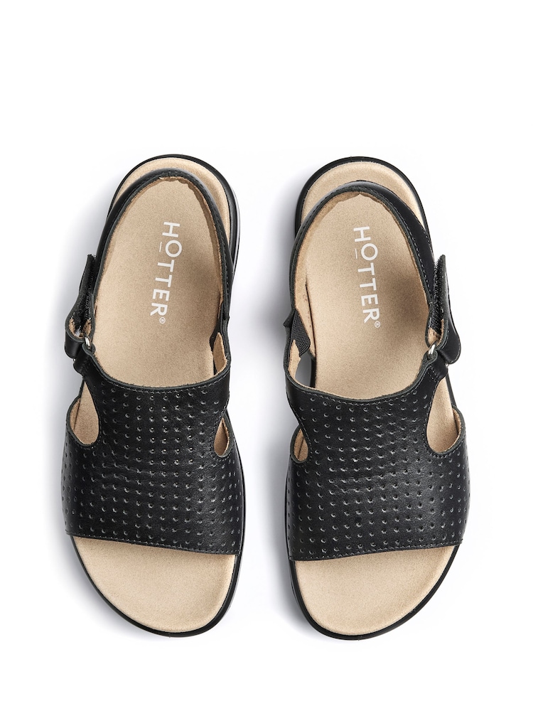 Hotter Black Regular Fit Marbella Touch Fastening Sandals - Image 4 of 4