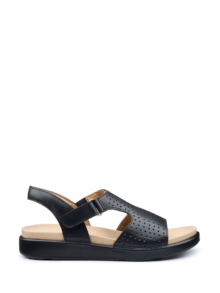 Hotter Black Wide Fit Marbella Touch-Fastening Sandals - Image 1 of 4