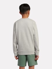 New Balance Grey Kids French Terry Stacked Logo Crew 100% Cotton Sweatshirt - Image 3 of 8