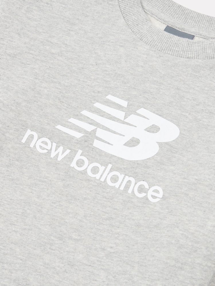 New Balance Grey Kids French Terry Stacked Logo Crew 100% Cotton Sweatshirt - Image 8 of 8 New Balance Grey Kids French Terry Stacked Logo Crew 100% Cotton Sweatshirt - Image 8 of 8