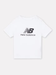 New Balance White Kids Jersey Stacked Logo 100% Cotton T-Shirt - Image 1 of 3