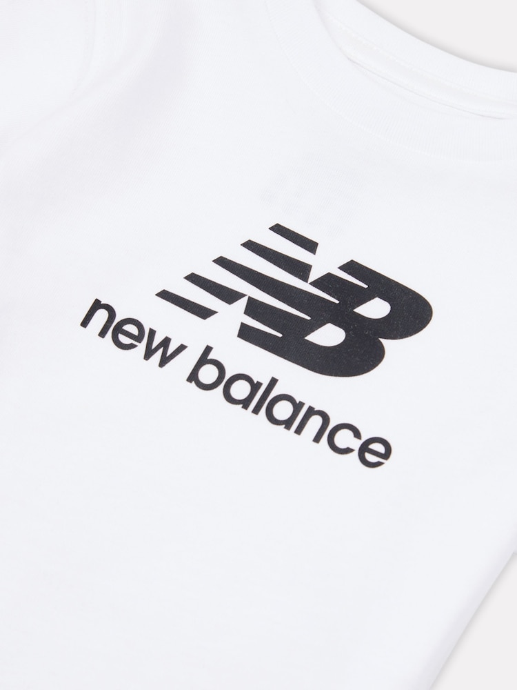 New Balance White Kids Jersey Stacked Logo 100% Cotton T-Shirt - Image 3 of 3
