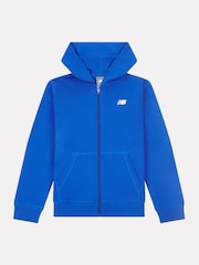 New Balance Blue Kids French Terry Small Logo Zip 100% Cotton Hoodie - Image 1 of 3
