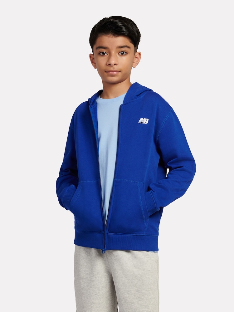 New Balance Blue Kids Small French Terry Logo Zip Hoodie - Image 1 of 9 New Balance Blue Kids Small French Terry Logo Zip Hoodie - Image 1 of 9