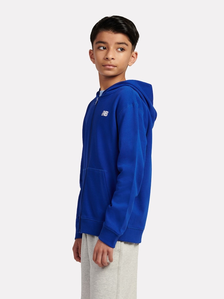New Balance Blue Kids Small French Terry Logo Zip Hoodie - Image 2 of 9 New Balance Blue Kids Small French Terry Logo Zip Hoodie - Image 2 of 9